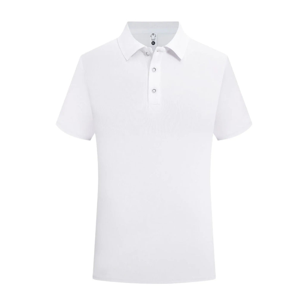 Short-sleeved straight-fit cotton work shirt shown in multiple solid colours on a hanger.
