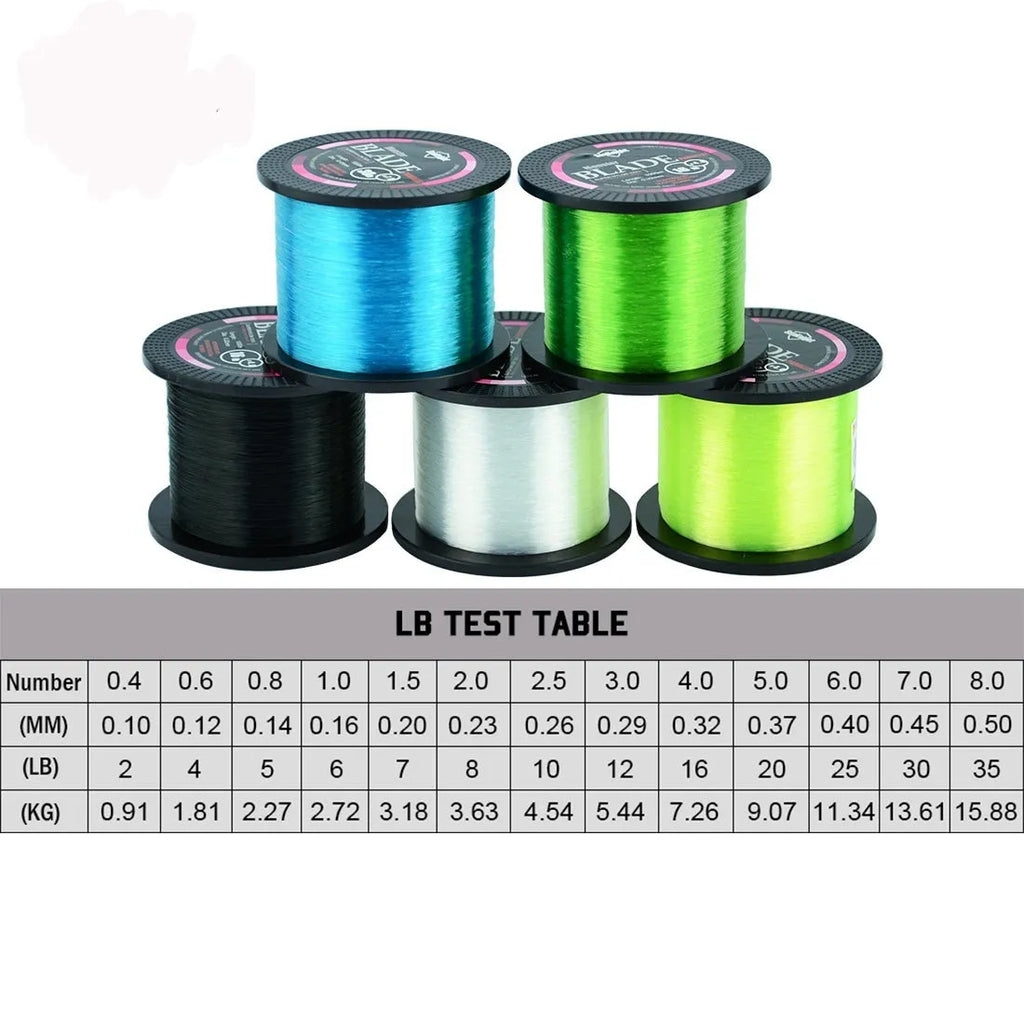 Seaknight1000 M nylon monofilament fishing line spool in black, blue, green, white, or yellow.
