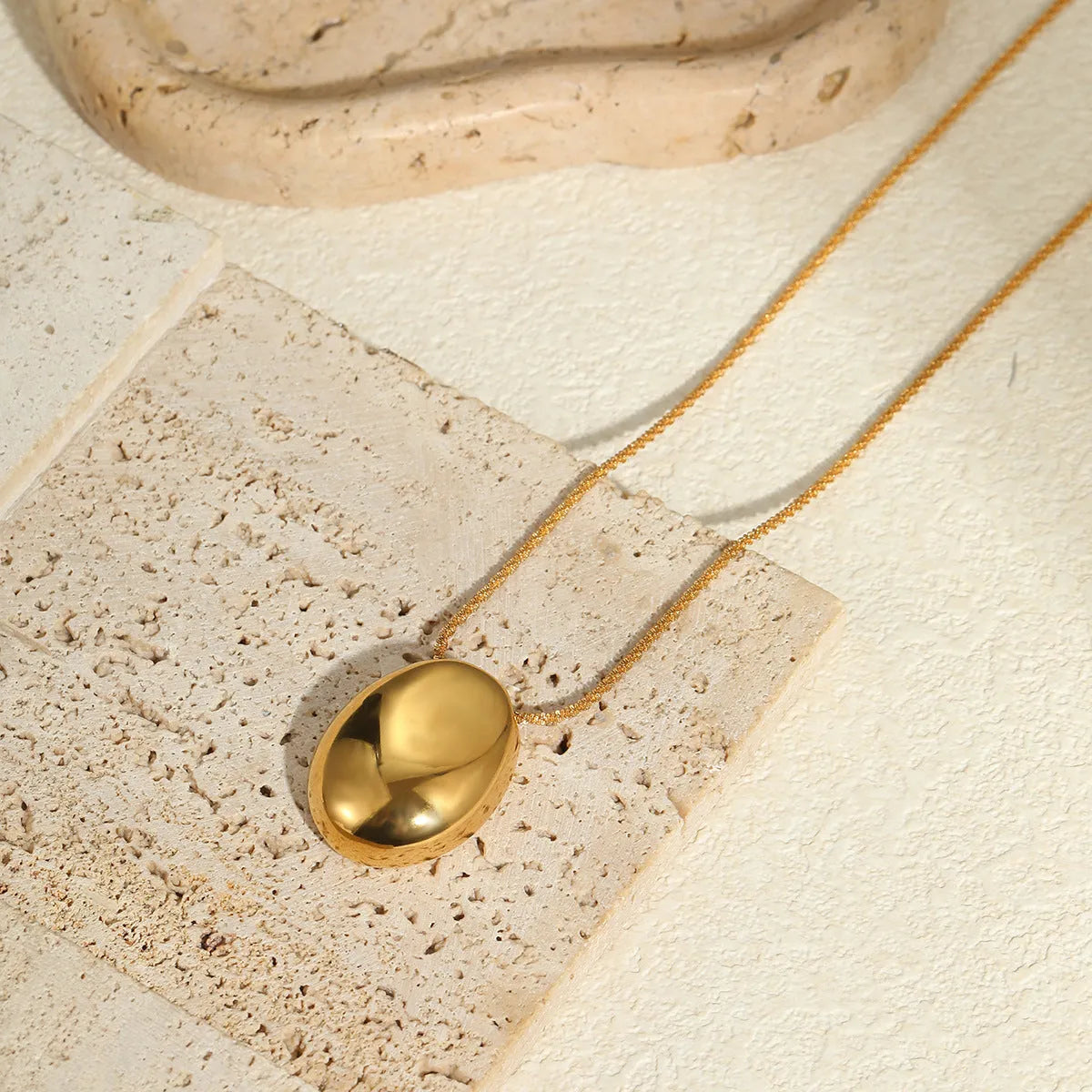 Gold geometric pendant necklace on adjustable 41-50cm chain with 18K plating