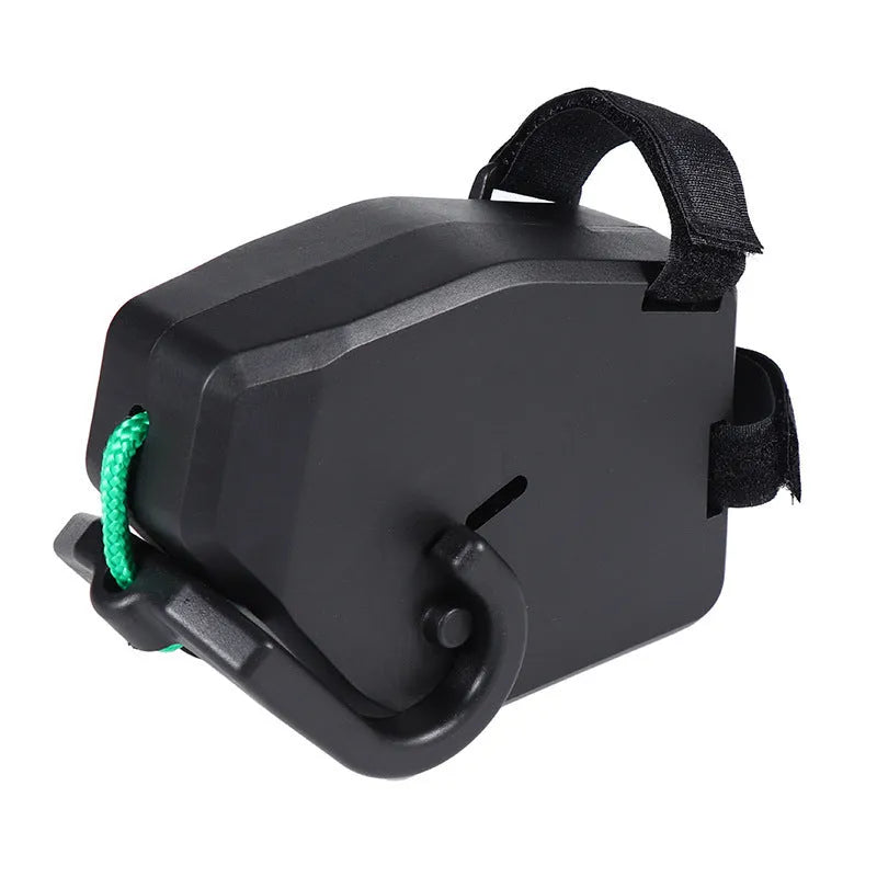 Black plastic bicycle trailer rope connector for bike trailers and child carriers
