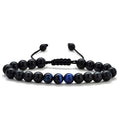 Matte black agate couple bracelets with geometry modelling in individual packaging