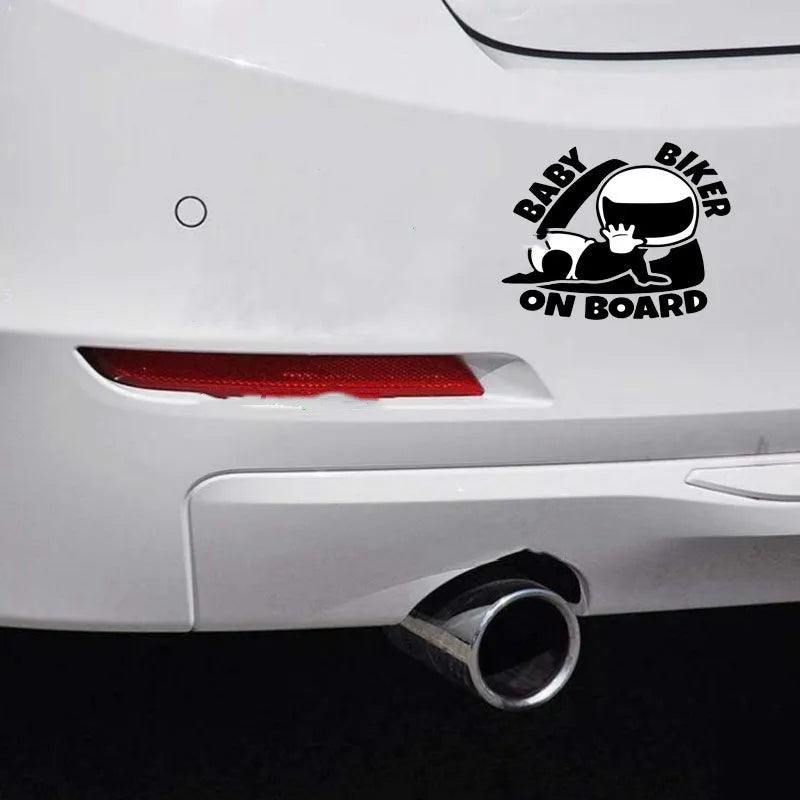 Reflective BABY ON BOARD car sticker in black or white, 14.5 cm by 15 cm