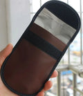 Black microfiber Faraday cage car key signal blocker case measuring 13.5 by 9.5 centimetres