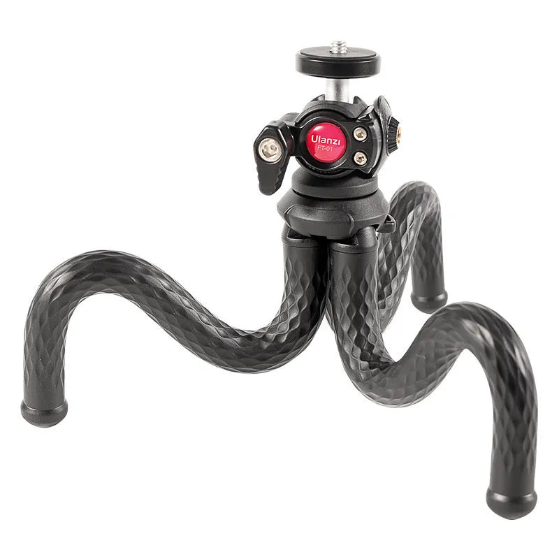 Black flexible octopus leg tripod with phone clip extended to 360mm length
