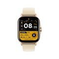 GT20 black smartwatch with alloy case and silicone strap on a wrist, displaying heart rate data.
