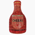 Gold champagne bottle shaped clutch bag with rhinestone detailing and alloy construction