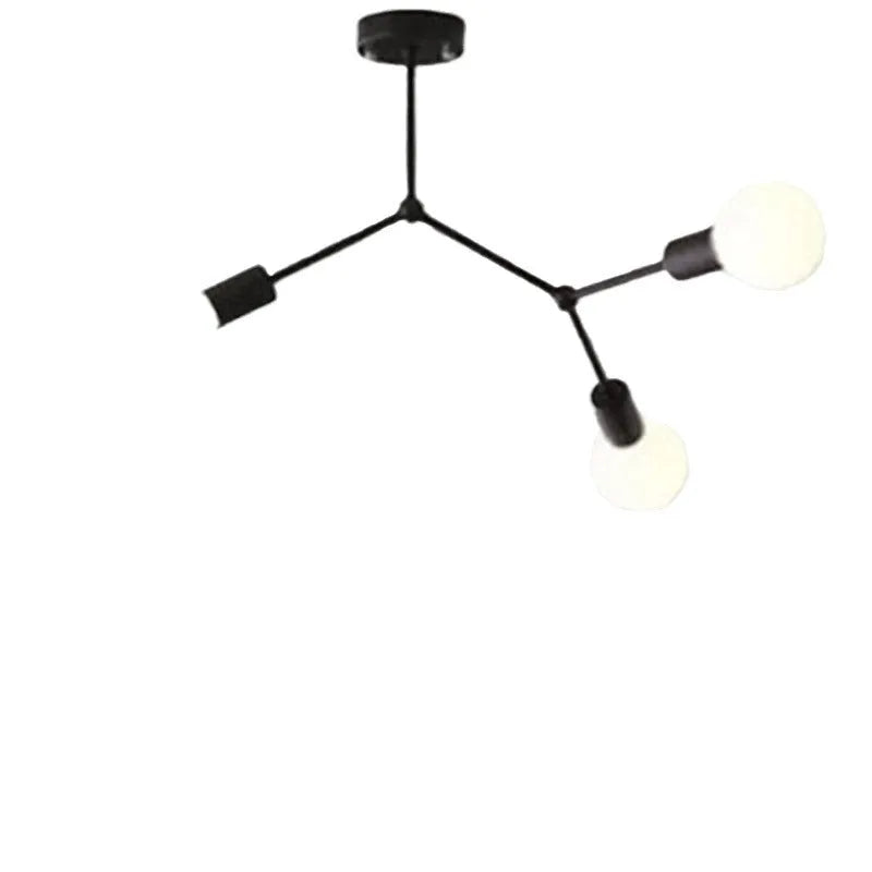 Iron Nordic style ceiling chandelier with multiple light heads in black or white finish.