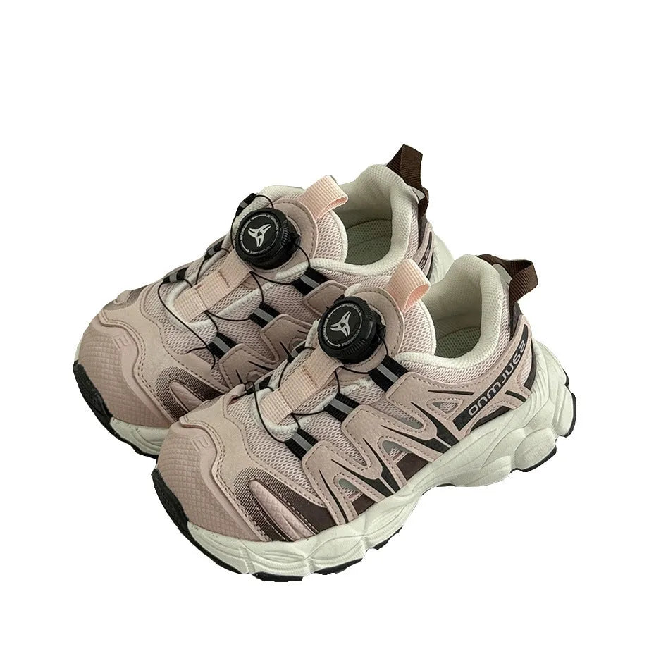 Unisex casual trainers in black, beige, or pink with PU leather mesh uppers
