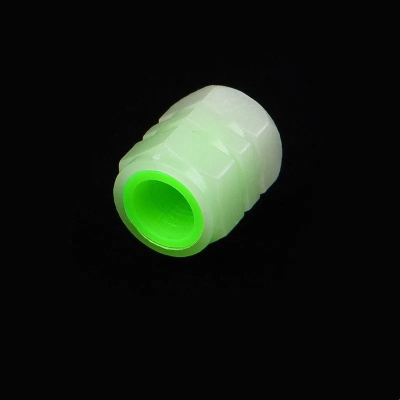Car luminous valve caps with glow-in-the-dark gas nozzle design for tyre valves