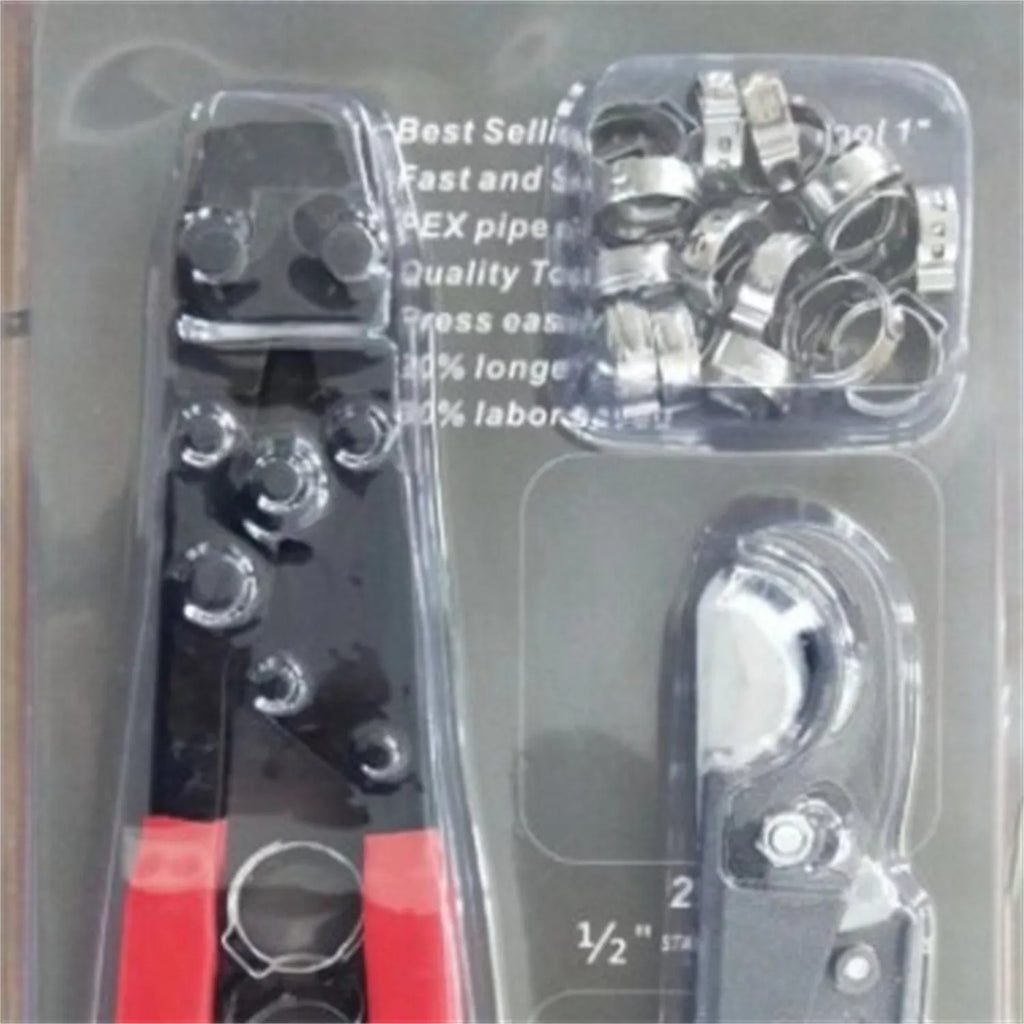 Red cloth coated single ear carbon steel clamp for PEX tubing and plastic pipe connections
