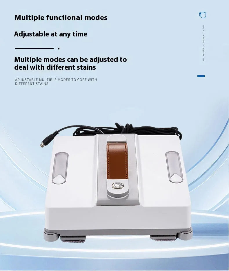 White intelligent window cleaning robot with water spray system for high-rise automated maintenance