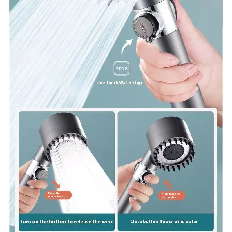 Portable adjustable shower head with multiple spray modes in modern design