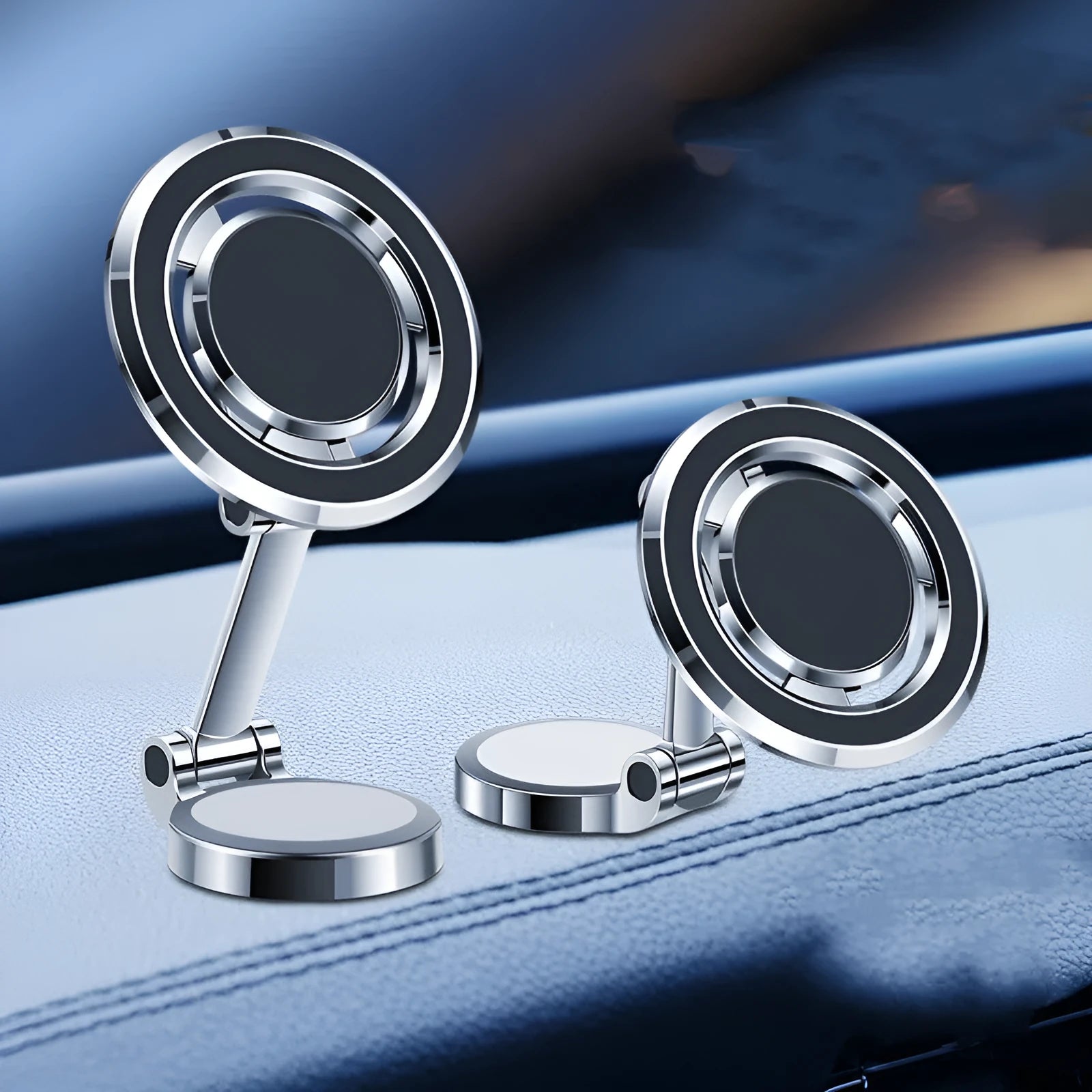 Car mobile phone holder with flexible clip and 360-degree rotating bracket on centre console