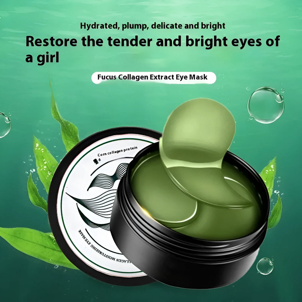 Pack of 60 green seaweed collagen essence eye mask sheets for moisturising.