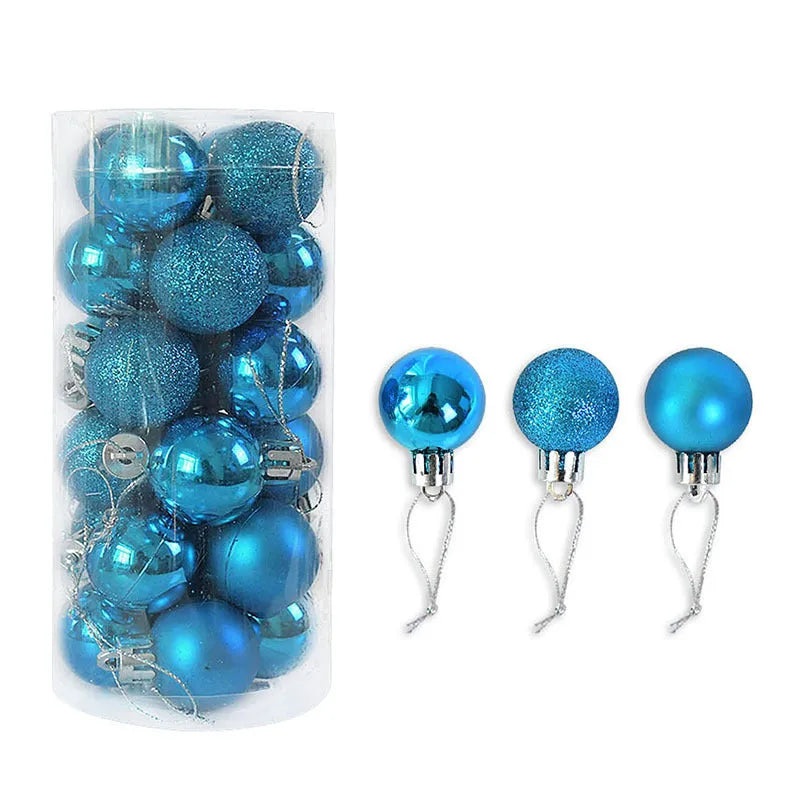 Shiny electroplated Christmas ball ornaments in various colours, each 3cm in diameter