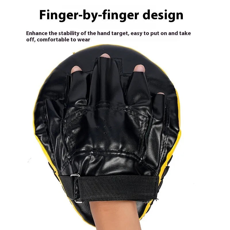 Boxing punch mitts for Muay Thai training in curved and flat PU hand target styles