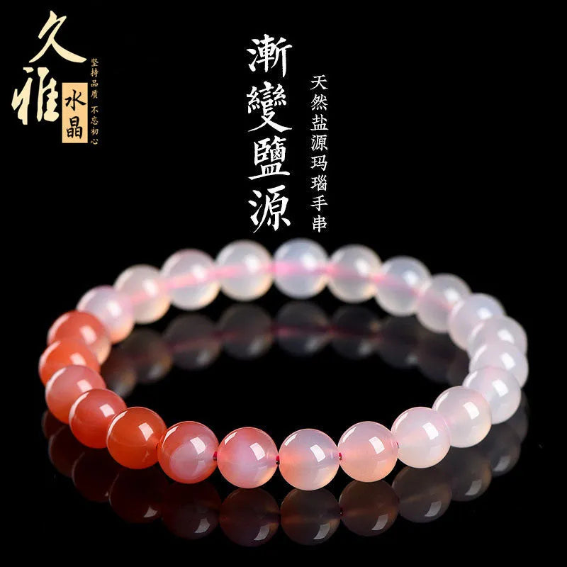 Yanyuan agate bracelet with gradient colour geometric beads in natural stone material