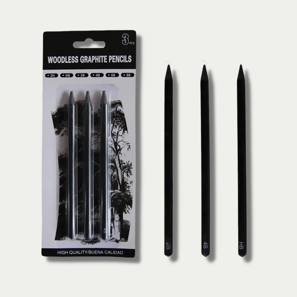 Wood-free graphite sketching pencil set with six different grade pencils for art drawing
