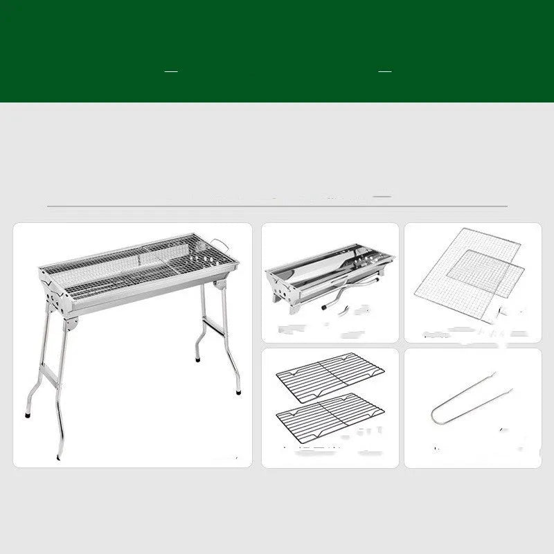 Large stainless steel portable folding barbecue oven for outdoor group cooking