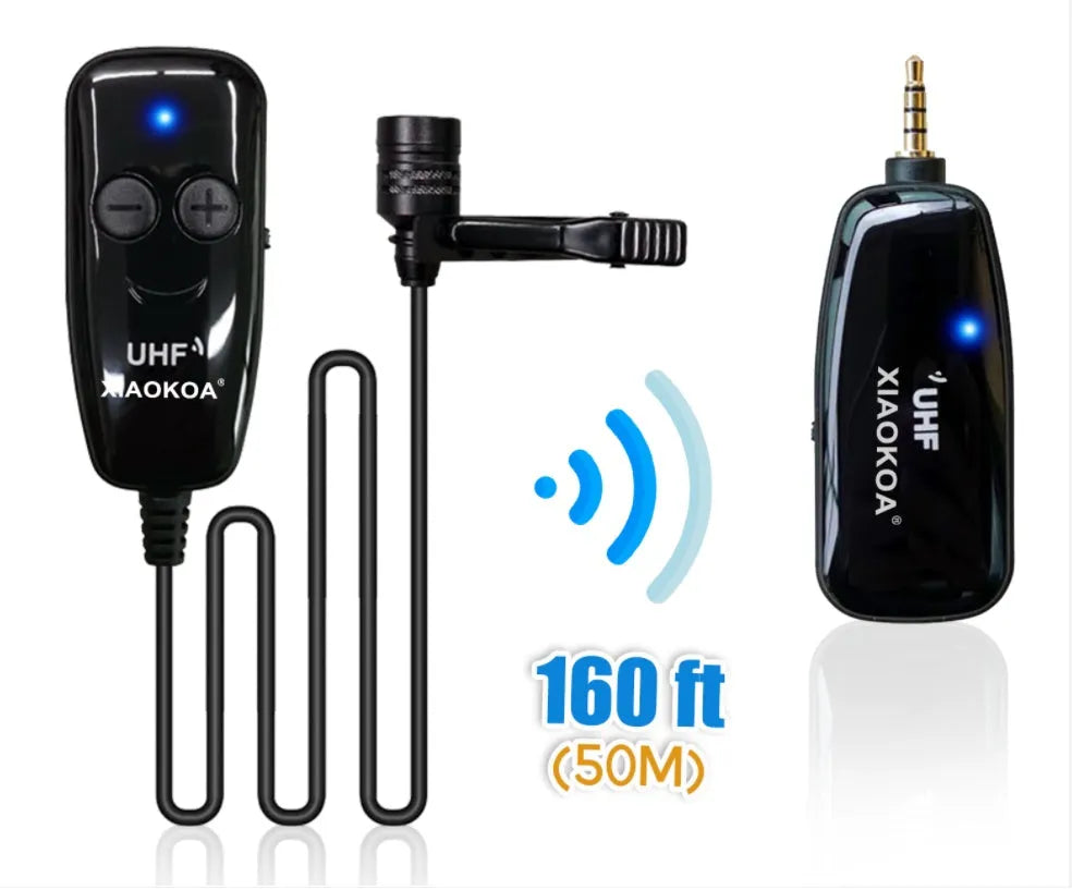 Black lavalier microphone with 3.5mm plug for mobile phones showing 6.0x5.0mm microphone capsule