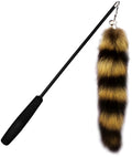 Black cat toy wand with elastic string teaser measuring 42 cm for interactive play