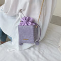 Korean style one shoulder messenger bag with chain detailing and bucket shape in multiple colour options