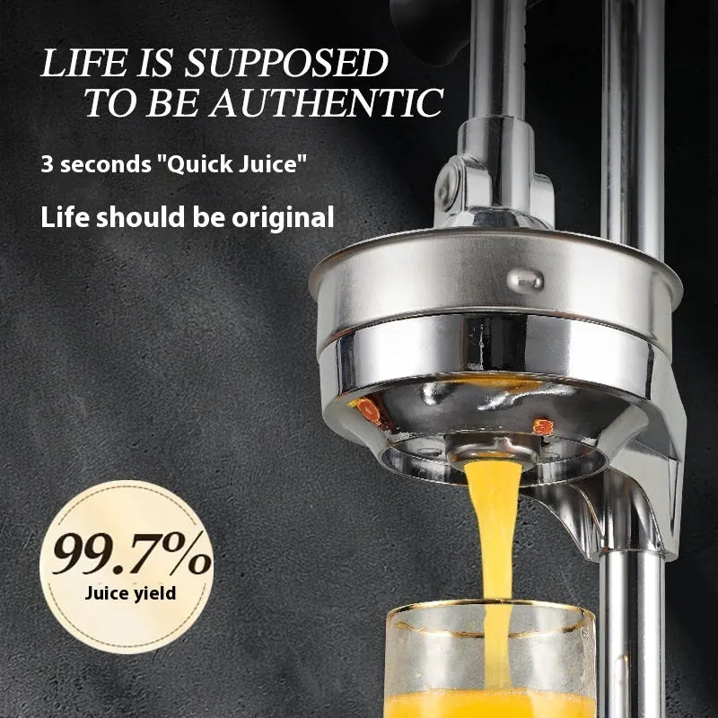 Vertical stainless steel manual juicer with zinc alloy construction in multiple colour options