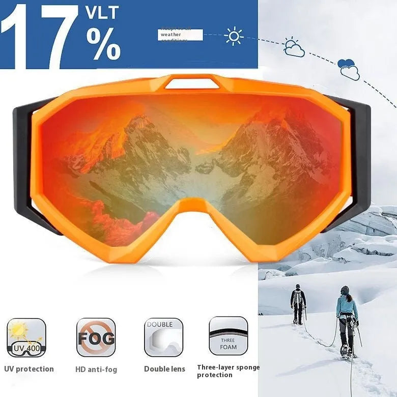Double-layer anti-fog motorcycle goggles with TPU frame in a choice of five colour and lens combinations.