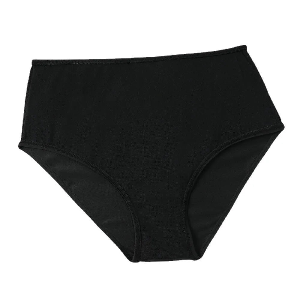 Women's high-waisted double-layer swimsuit in black or coconut tree print pattern
