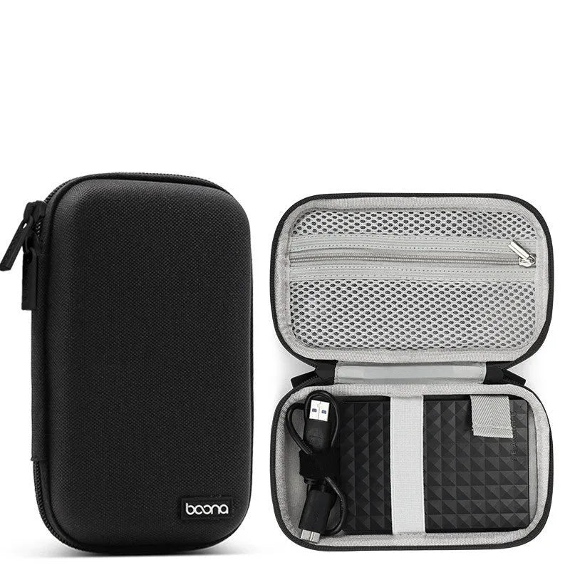 Black Oxford cloth protective case for a 2.5-inch external hard drive