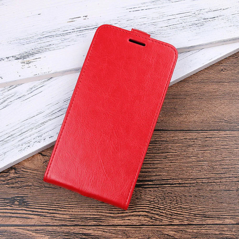 Huawei Honor 7X leather wallet phone case in black with visible card slots and a textured crazy horse pattern.