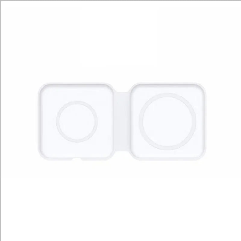 White foldable magnetic wireless charging dock showing dual charging surfaces and Type-C port