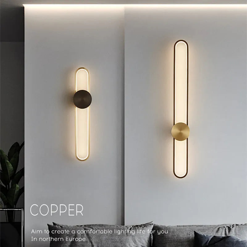 Modern minimalist round wall lamp with iron shade in 60cm diameter for contemporary living room lighting