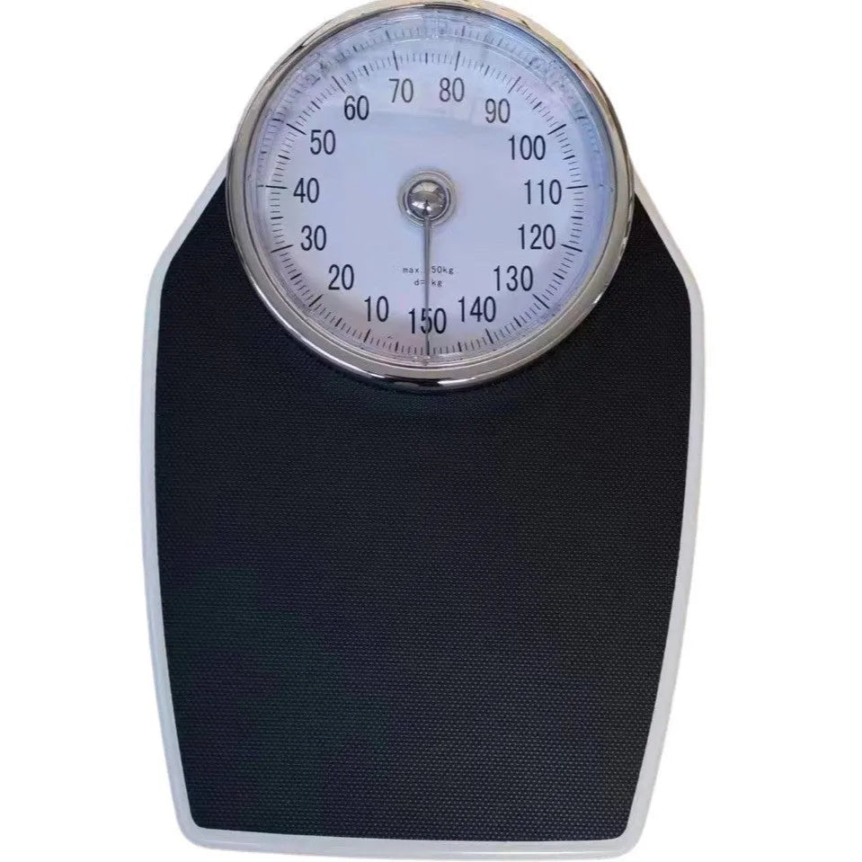 Black mechanical body weight scale with large dial display on 47x35cm platform