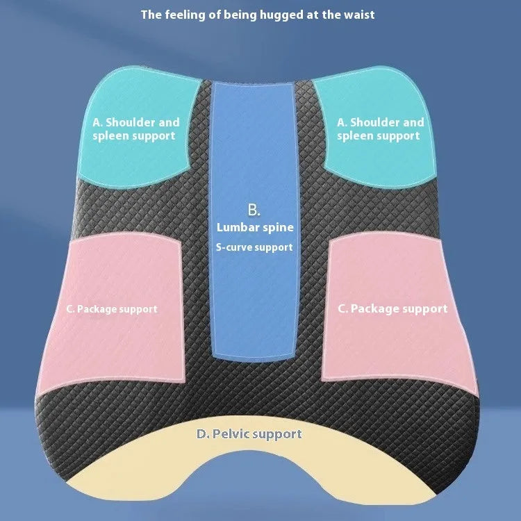 Office chair lumbar support pillow measuring 40x40x8cm in grey, navy blue, and pink colour options