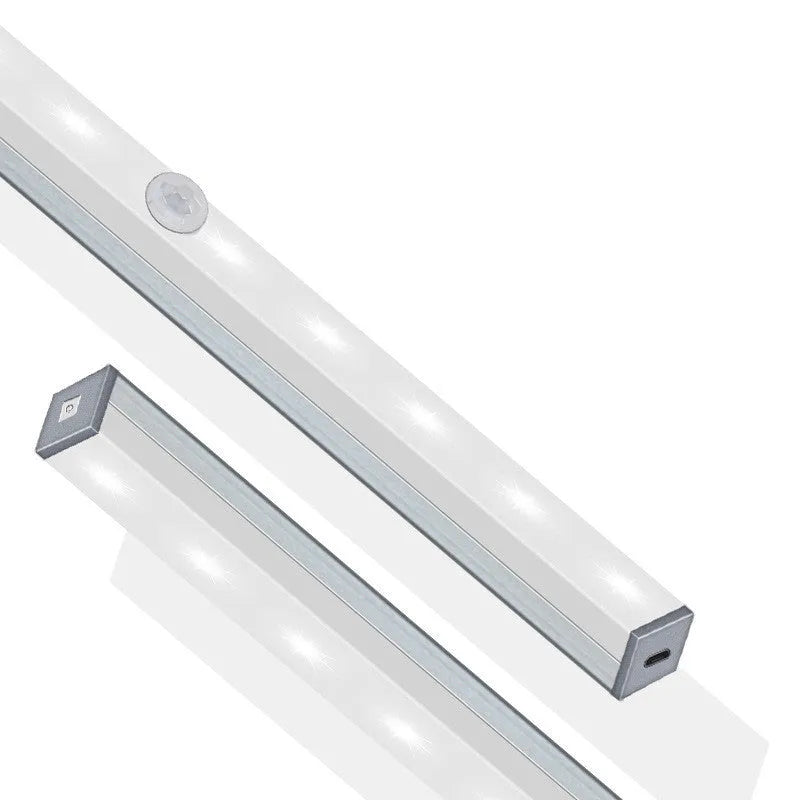 Aluminium magnetic LED closet light with motion sensor and USB charging port.