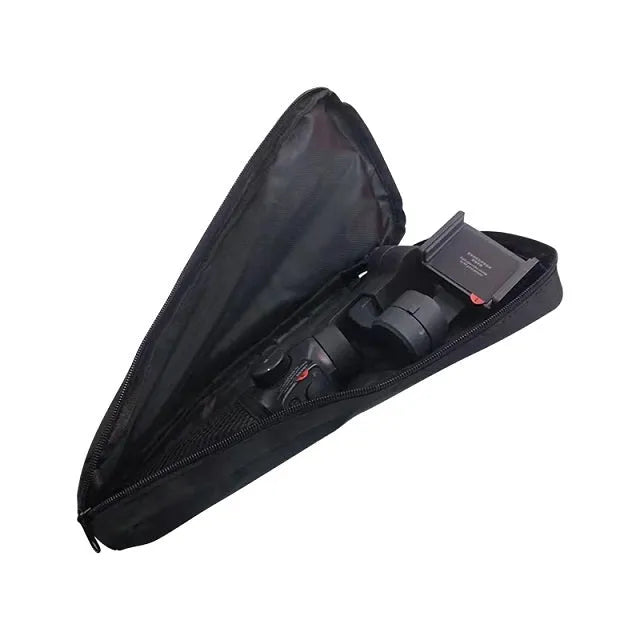 Black cloth storage bag for mobile phone stabilizer accessories with compact design