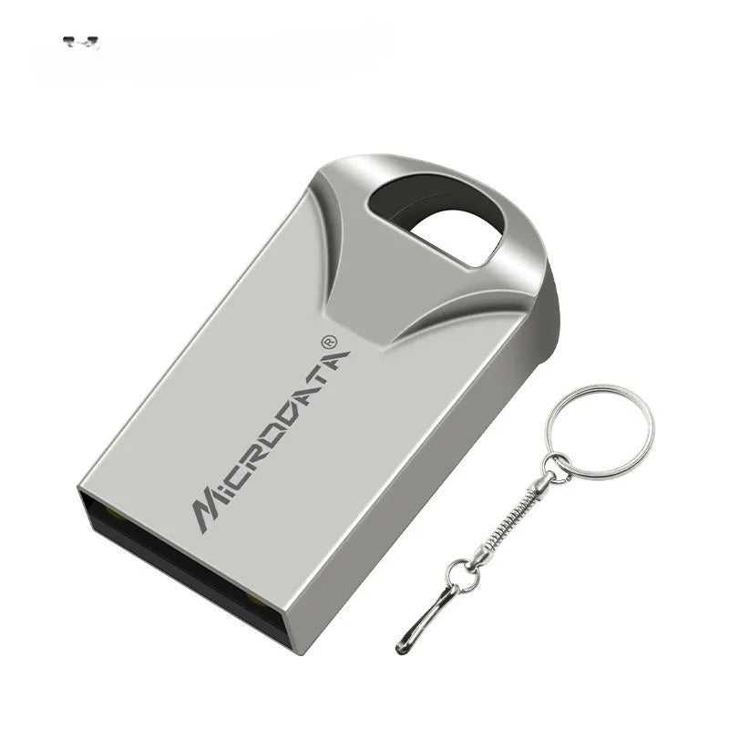 Metal car-shaped USB flash drive on a chain necklace in silver finish.