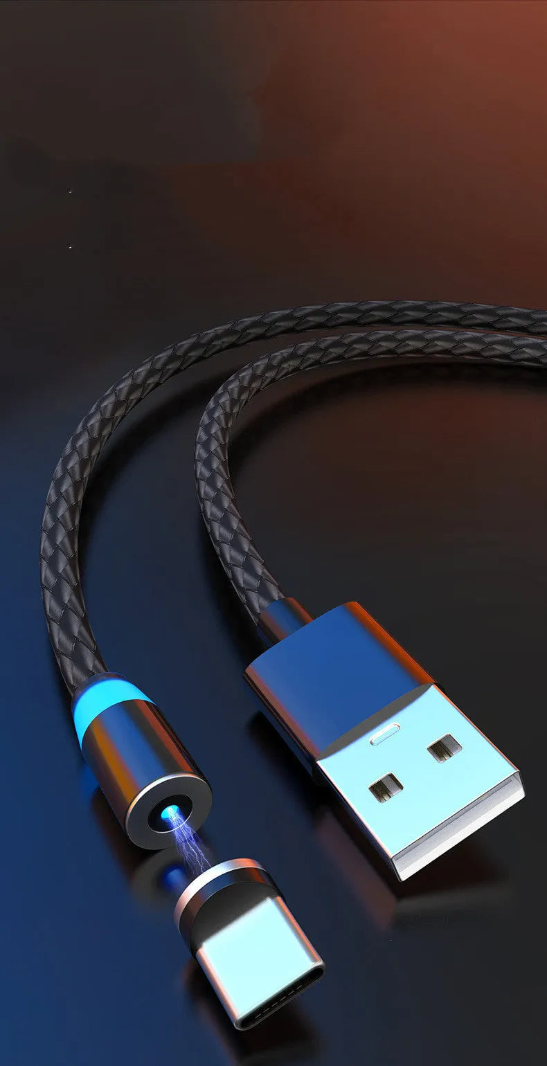Magnetic phone charging cable with breathing LED light in multiple colour options