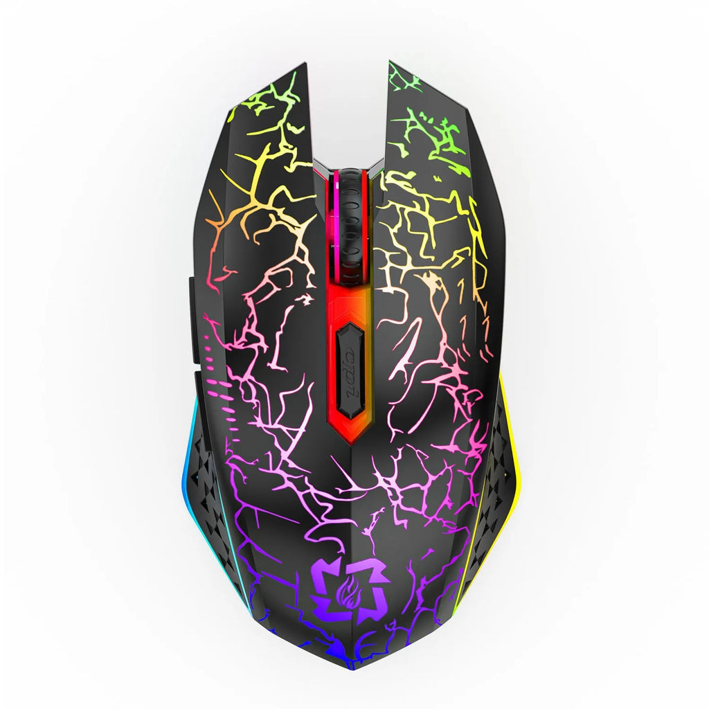 Black or white Bluetooth dual-mode gaming mouse with breathing light and charging cable
