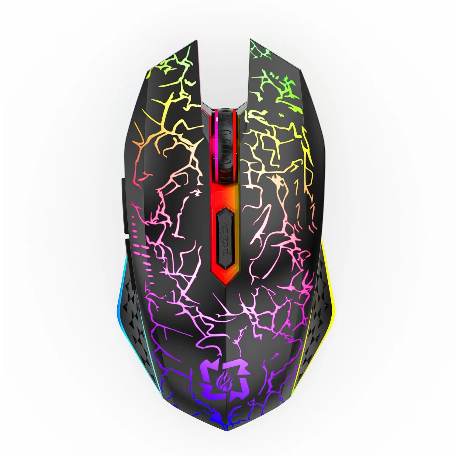 Black or white Bluetooth dual-mode gaming mouse with breathing light and charging cable