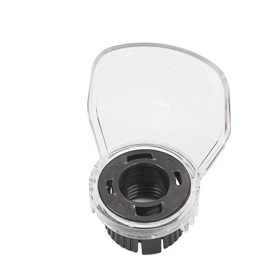 Transparent plastic face guard for Delta electric grinder with thread port.