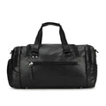 Black travel shoe bag with large 52cm capacity and separate compartment for footwear.