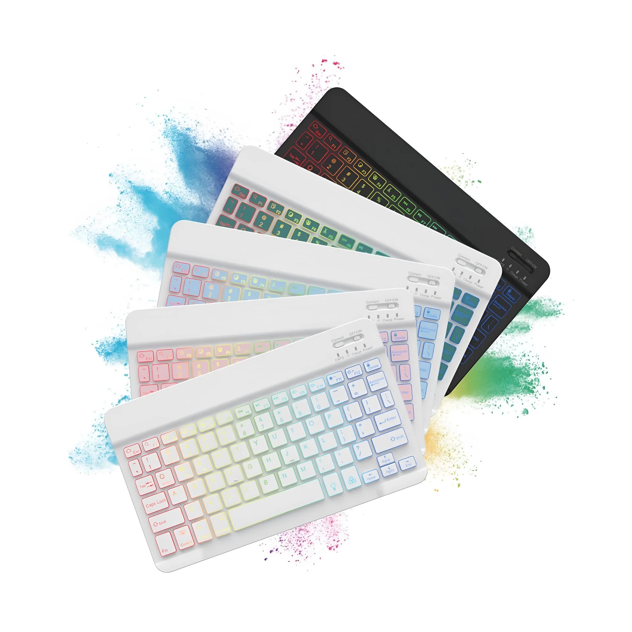 10-inch colourful backlit Bluetooth keyboard for tablets in various colour options