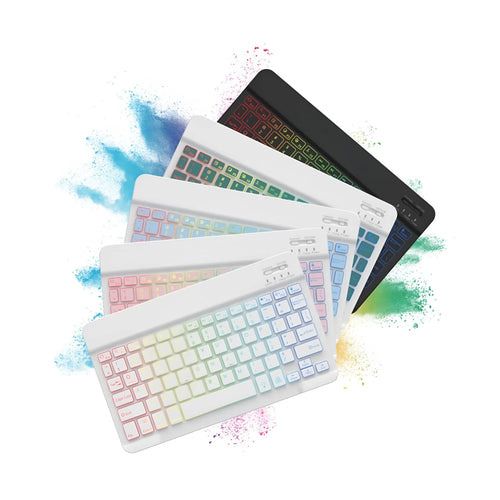10-inch colourful backlit Bluetooth keyboard for tablets in various colour options