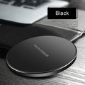 Ultra-thin black square wireless charger with fast 9V QI charging capability