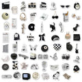 61 piece black and white waterproof PVC sticker set for multiple surfaces