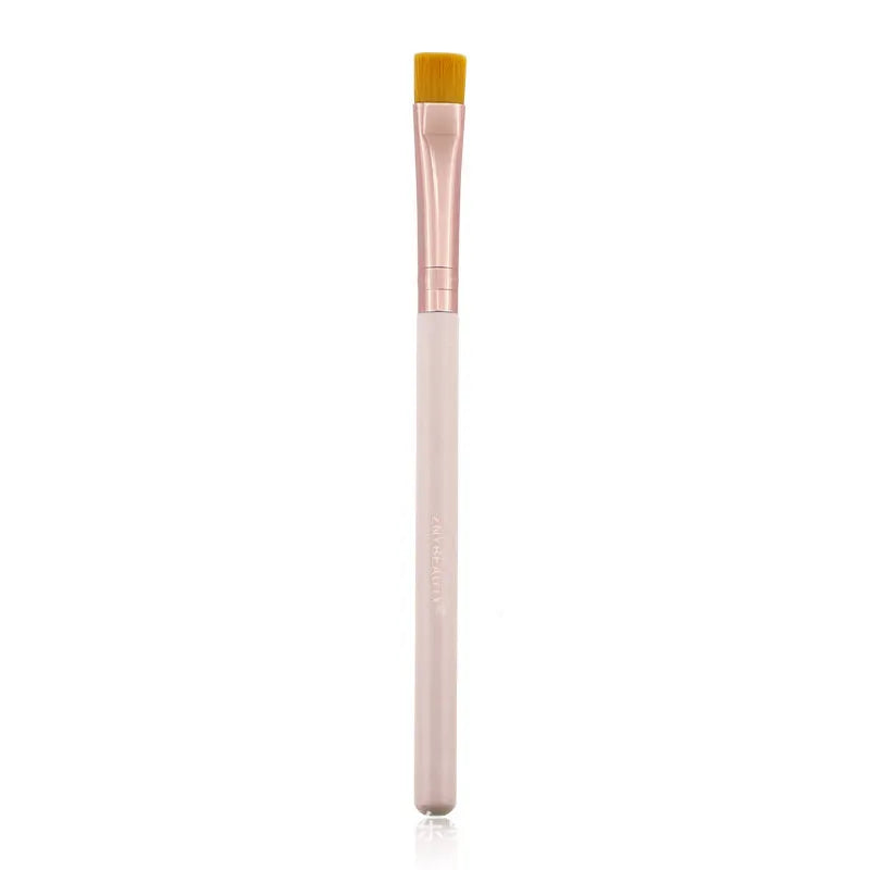 26 pink makeup brushes with wool bristles and wooden handles in a PU storage bag.