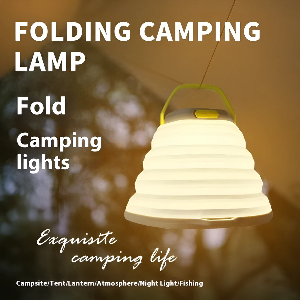 White plastic camping lamp with large capacity lighting for tents.