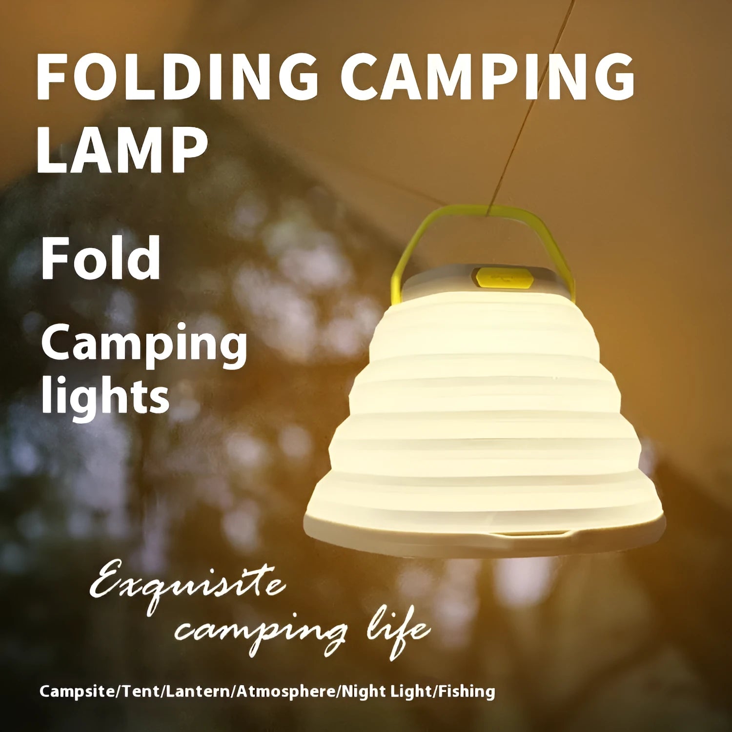 White plastic camping lamp with large capacity lighting for tents.
